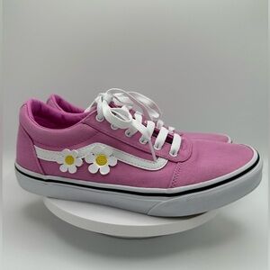 VANS Ward Pink Daisy Sneakers, Size 6 EUC